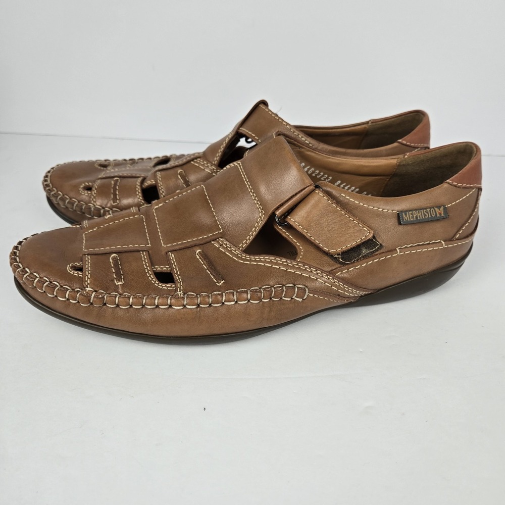 Mephisto Ivano Mens Loafers Size 11 Leather Tan‎ Cool Air Slip On Rubber Sole